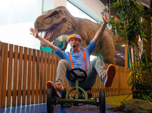 Check us out on YouTube! Exploring Dinotropolis with Blippi